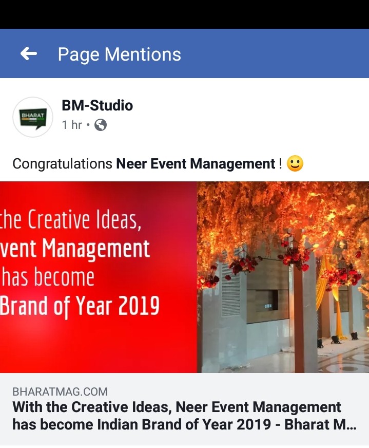 Neer Event Management-Indian Brand of Year 2019